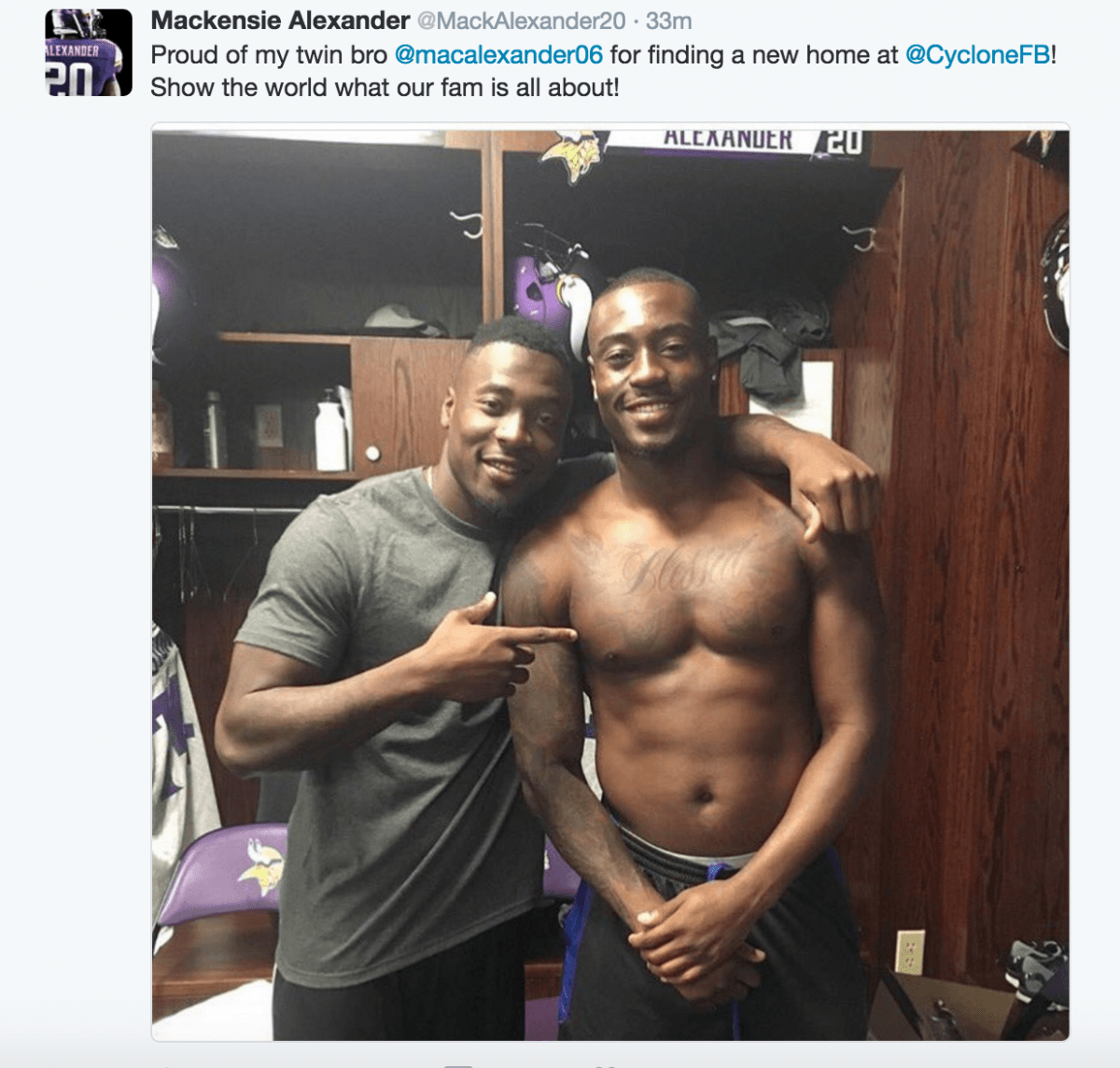 In 'year of the twins,' Mackensie Alexander hopes brother Mackenro joins  him with Vikings